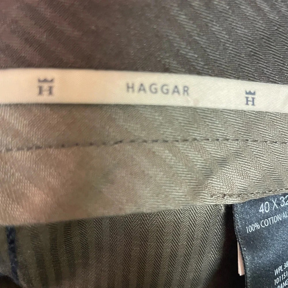 Haggar men’s navy dress pants pleated front size 40x32 100% cotton - Picture 4 of 6